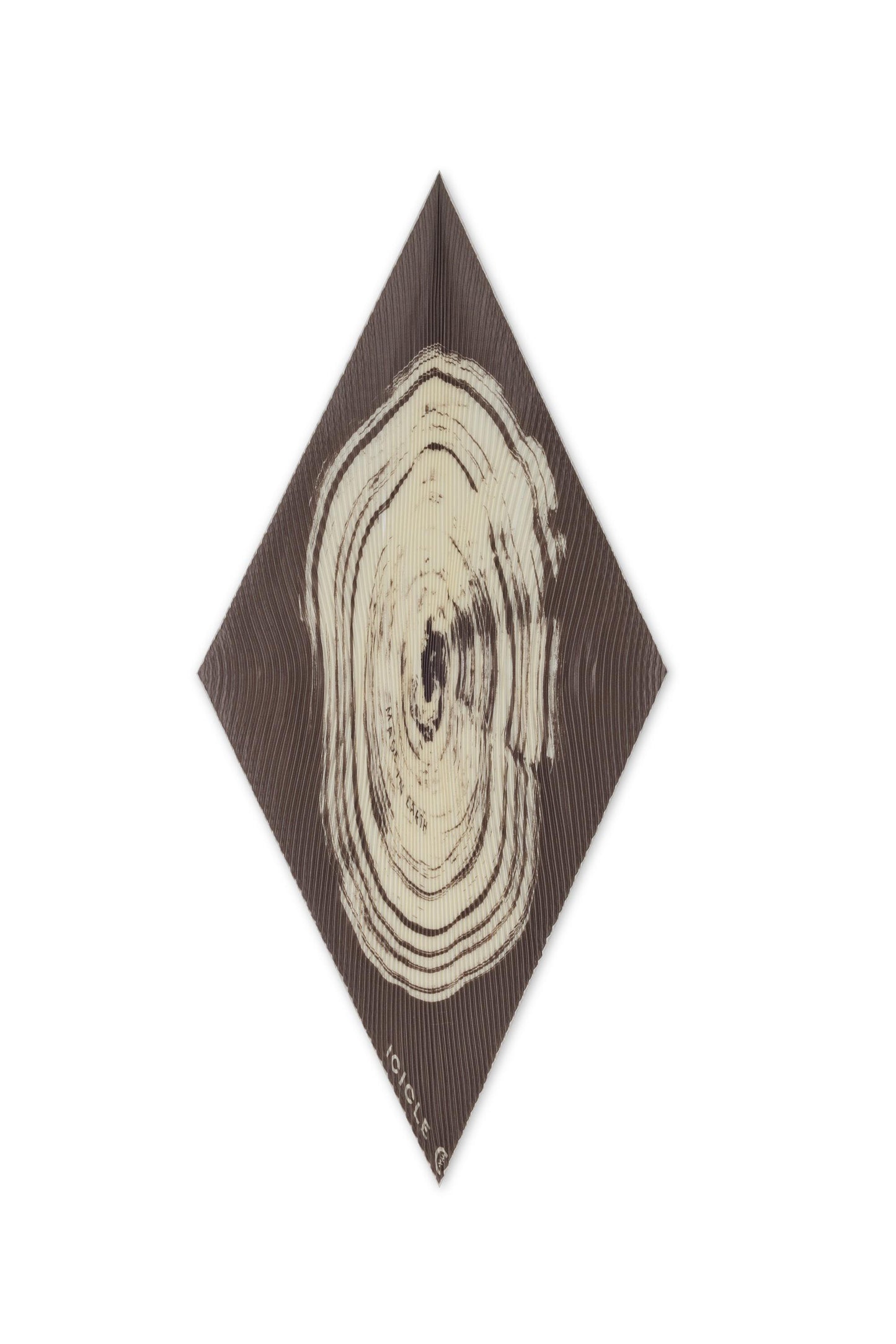 Flat view of the scarf displayed in a diamond shape, showing its edges and overall pattern.