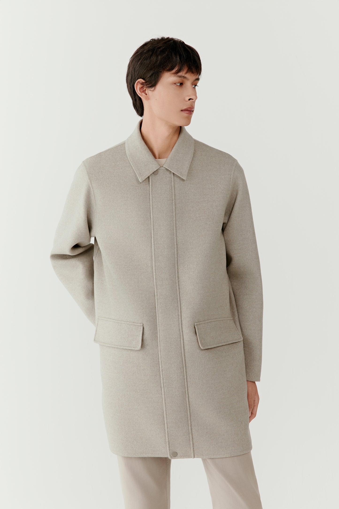 Coat in Double-Faced Wool