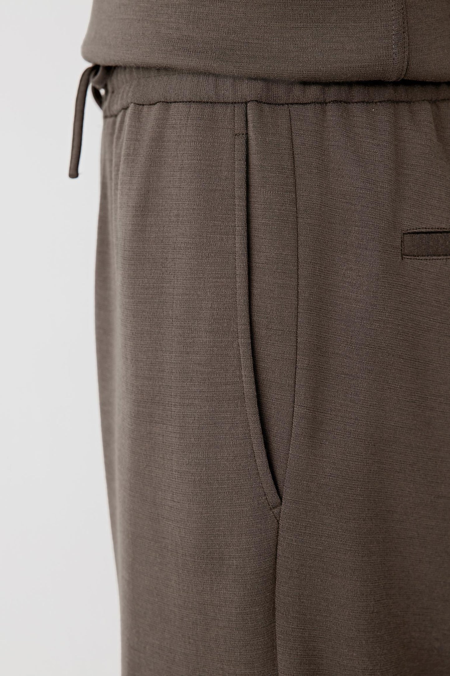 Detail of the smooth Ponte de Roma fabric texture.