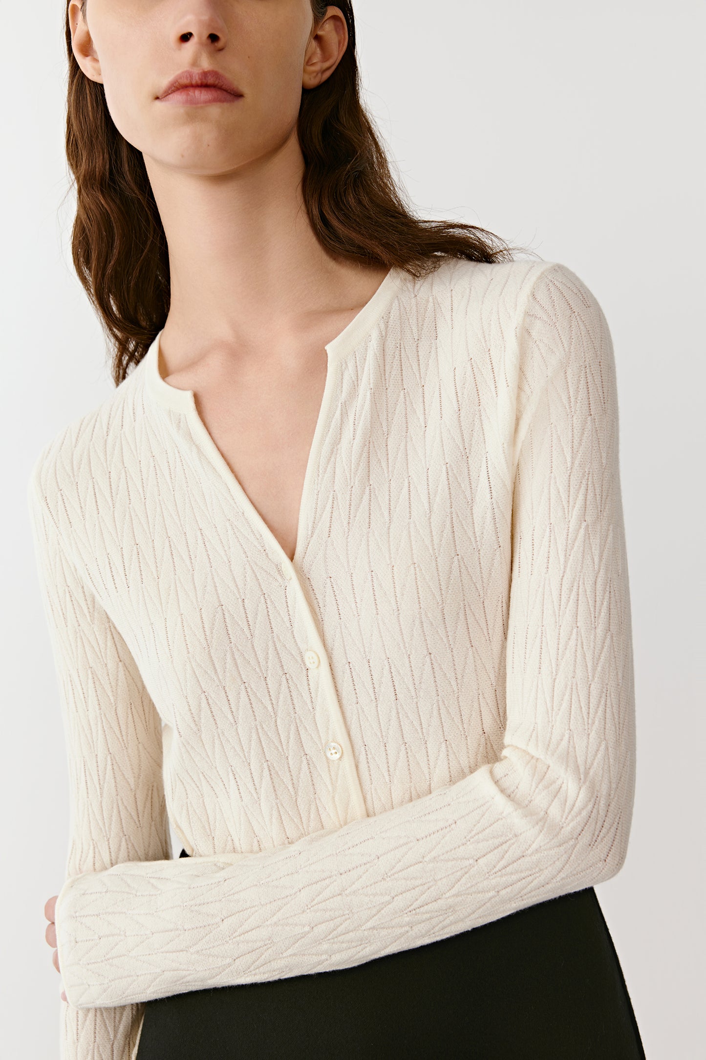 Textured Cardigan in Superfine Wool