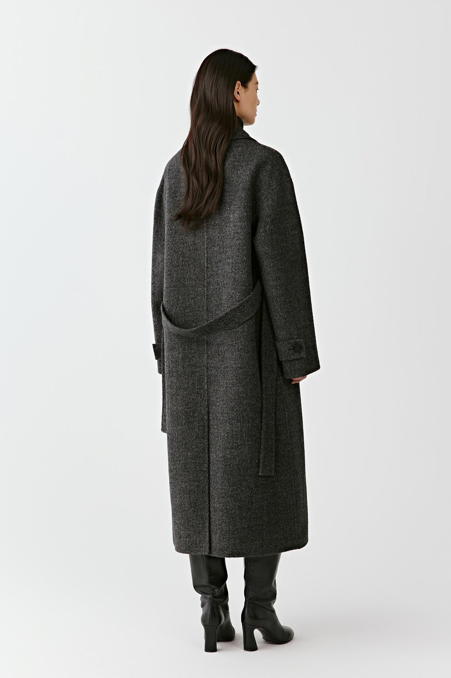 Belted Coat in Boiled Alpaca Tweed