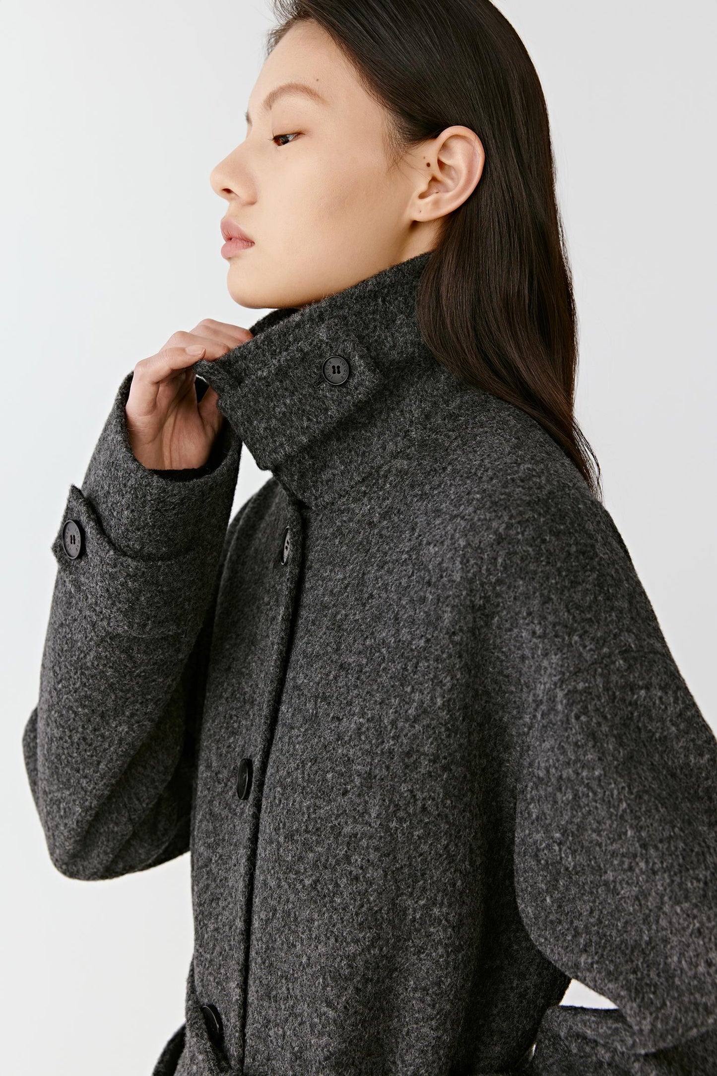 Belted Coat in Boiled Alpaca Tweed