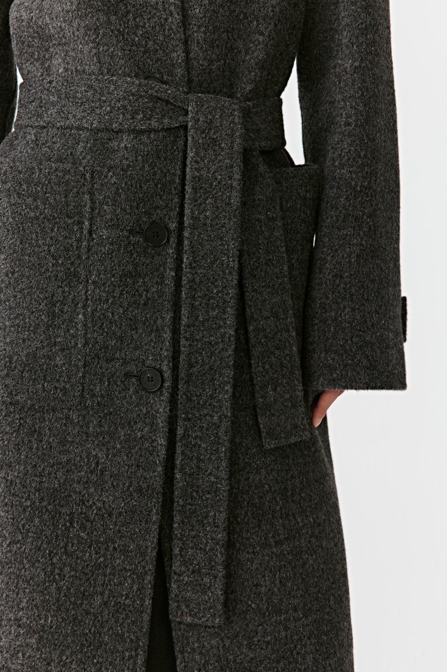 Belted Coat in Boiled Alpaca Tweed