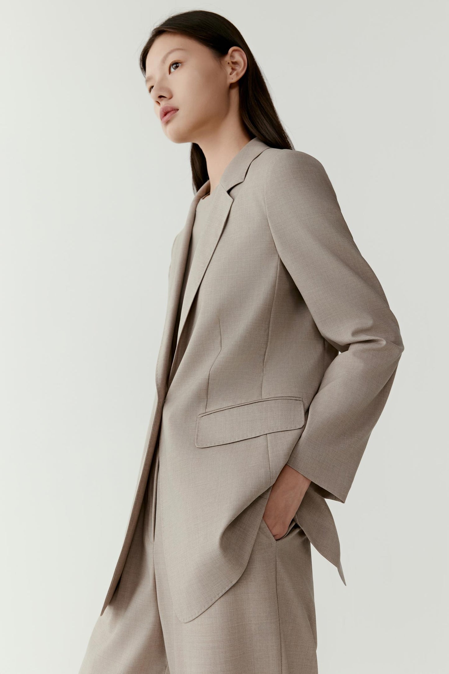 Veste blazer en laine peignée