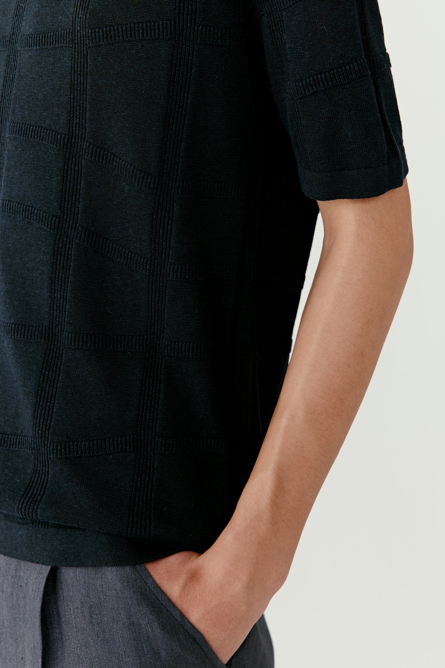 T-shirt en maille fine lin et soie