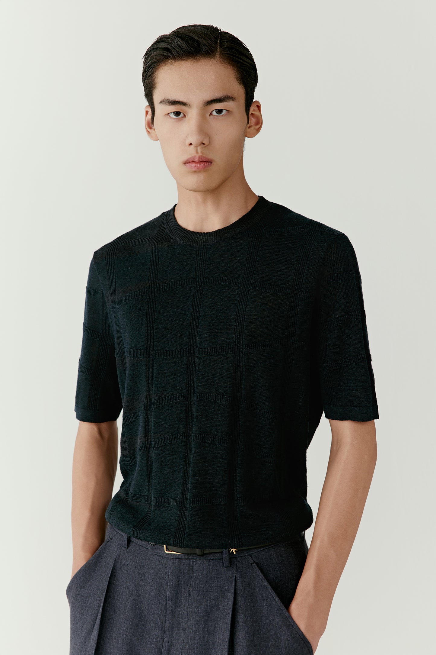 T-shirt en maille fine lin et soie