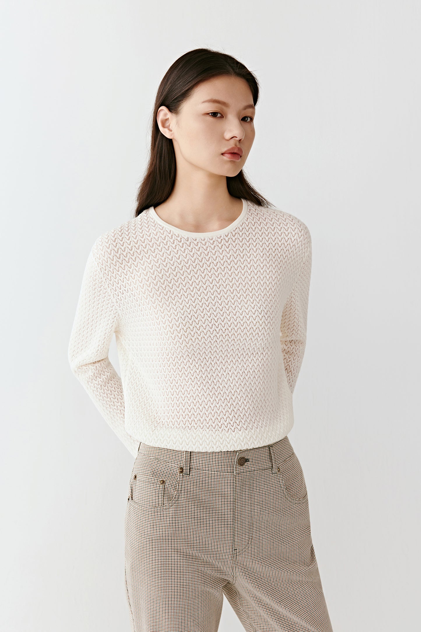 Pullover in Textured Cotton Knit