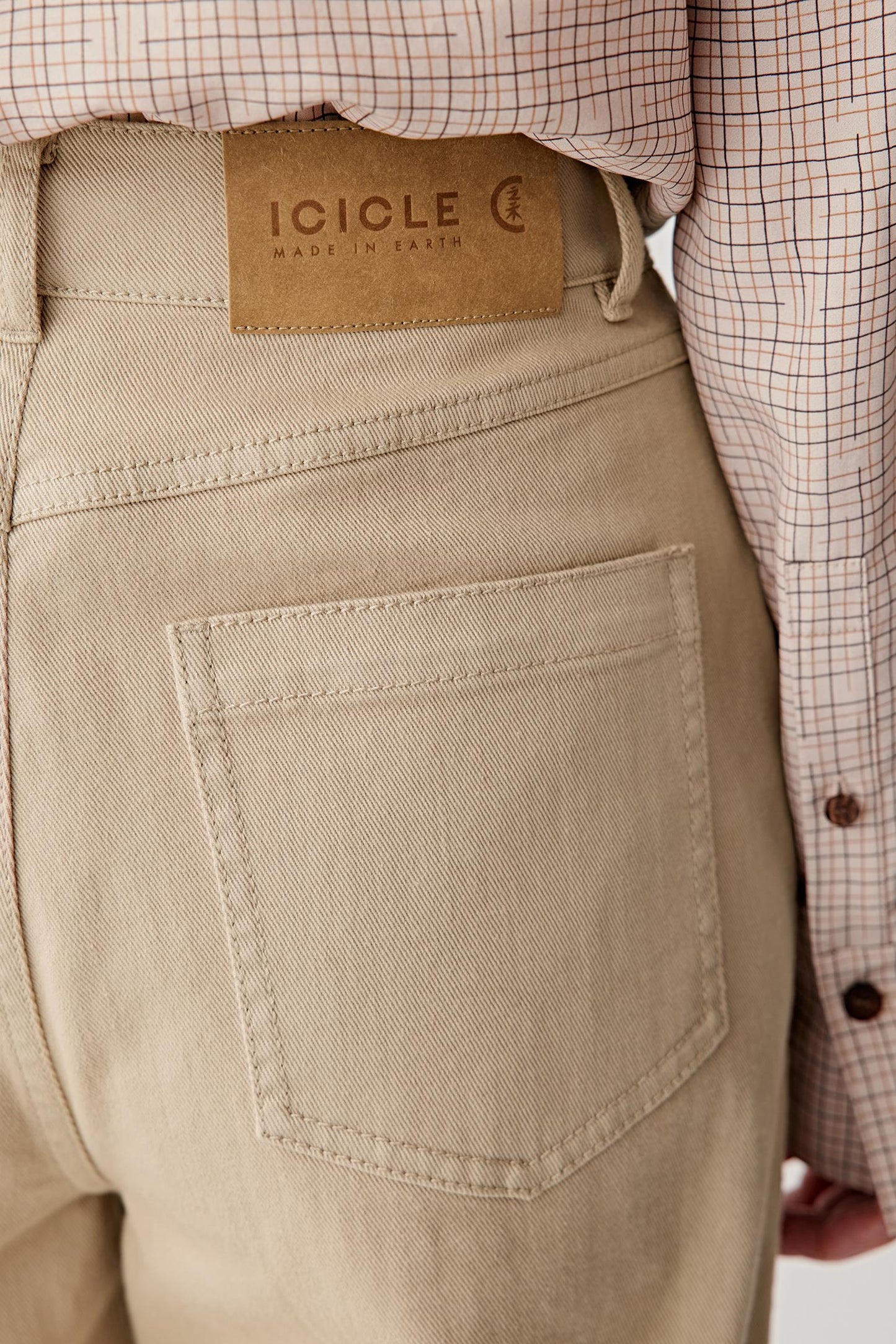 Pantalon large en denim de coton stretch