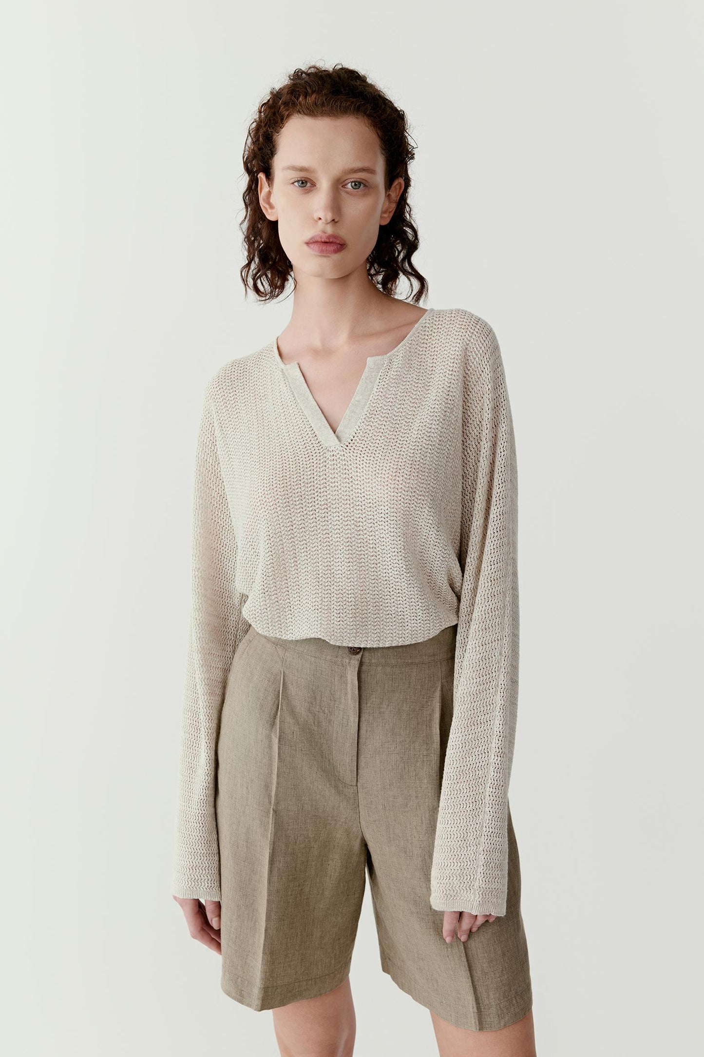 Pull en lin et soie non teint