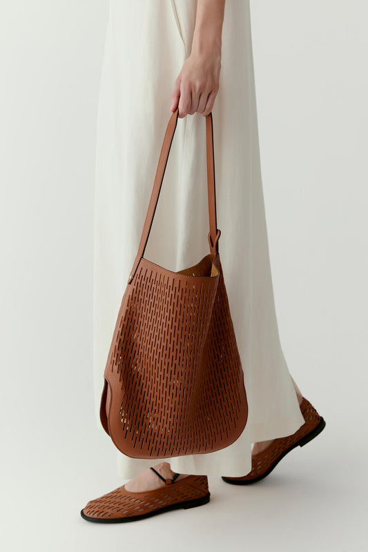 Sac Hobo en cuir perforé