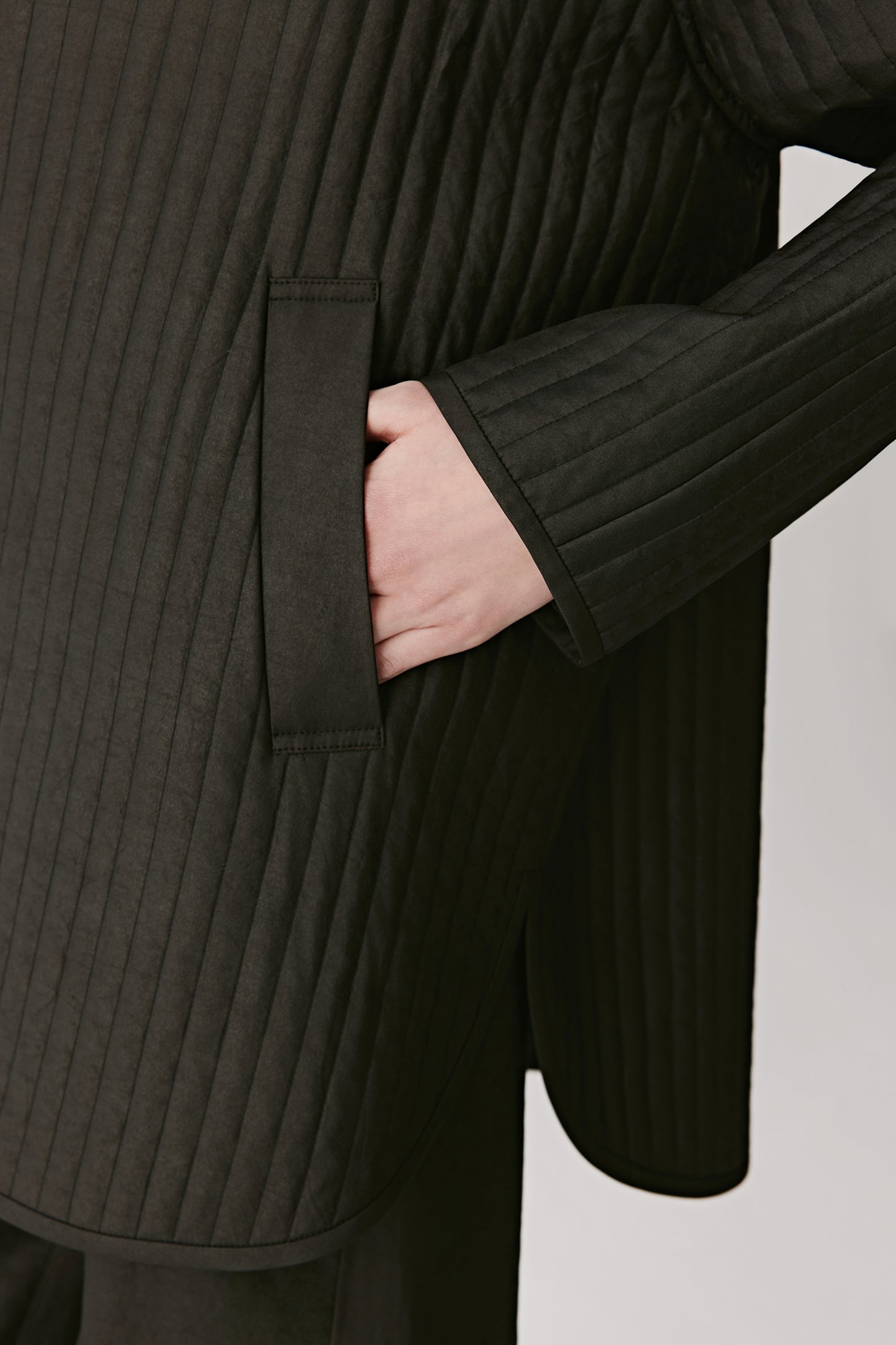 Close-up of the pocket area showing the refined silk finish.