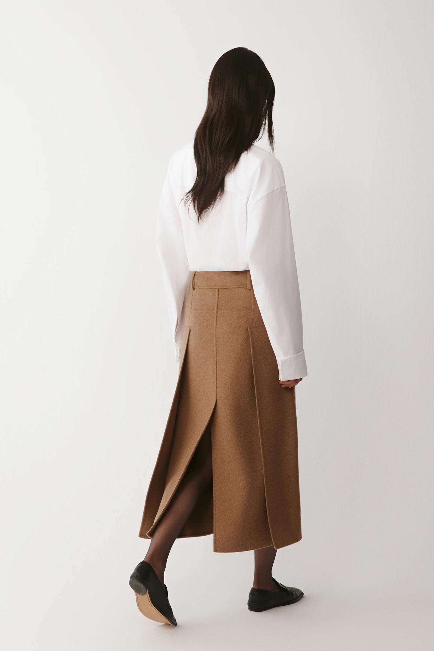 Jupe midi en cachemire double face