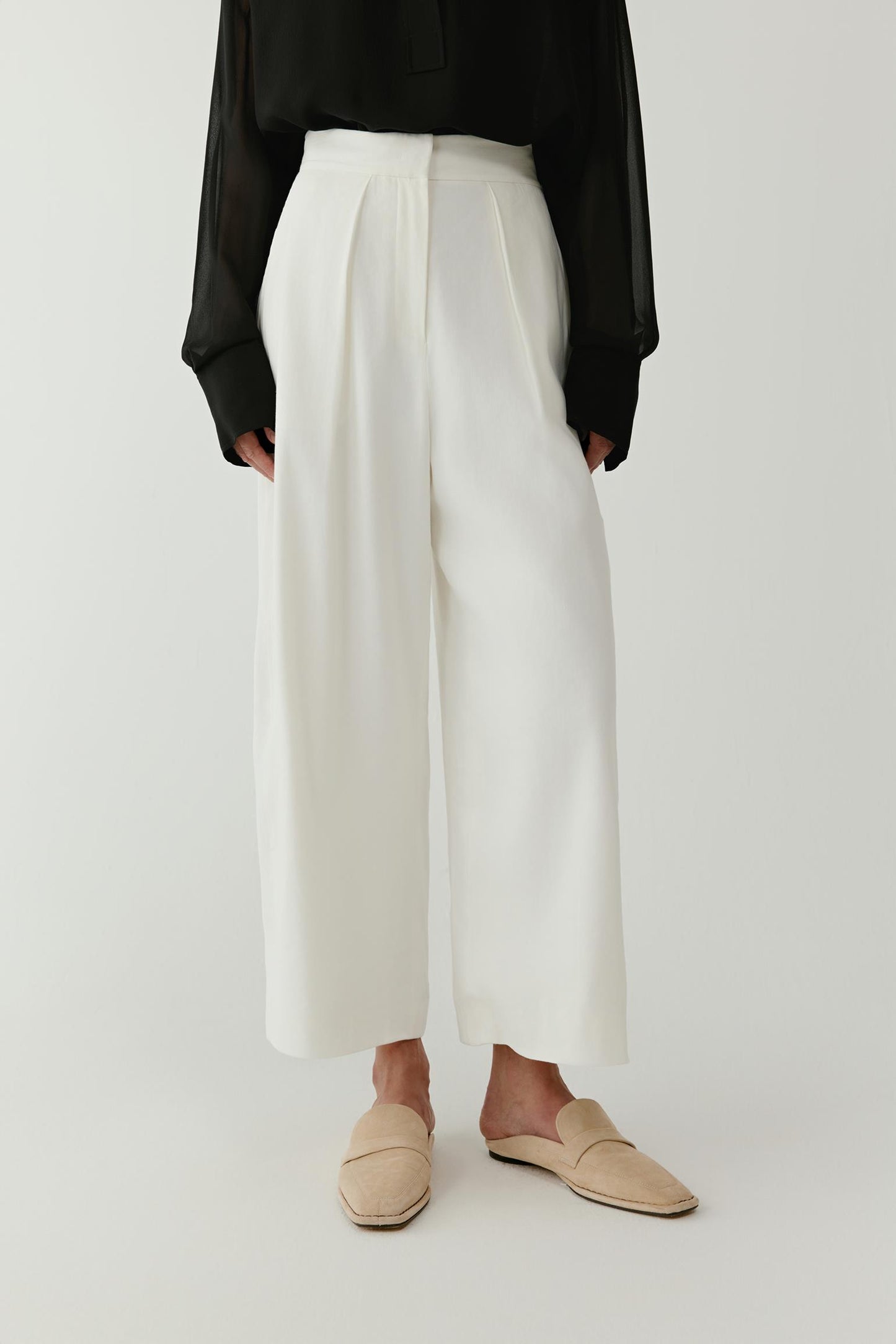 Pantalon large en lin mélangé