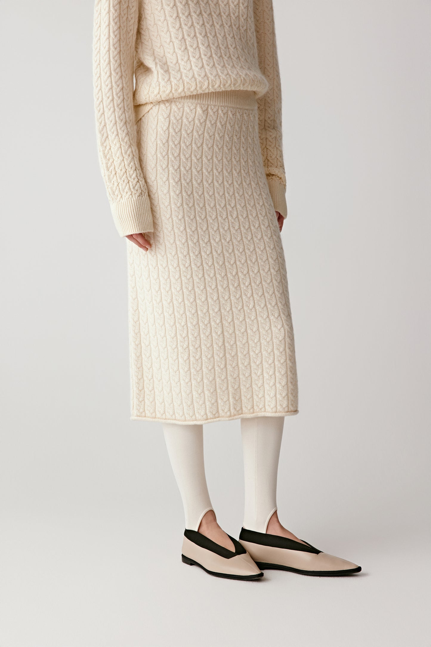 Jupe en maille torsadée en cachemire