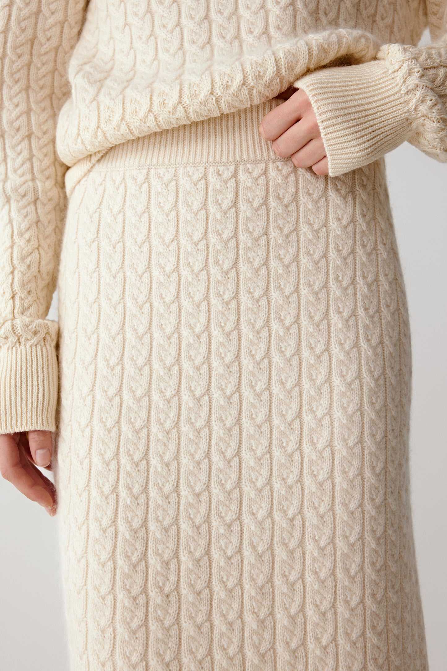 Jupe en maille torsadée en cachemire