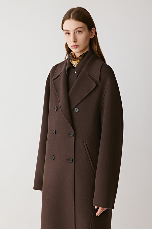 Manteau long en laine double face