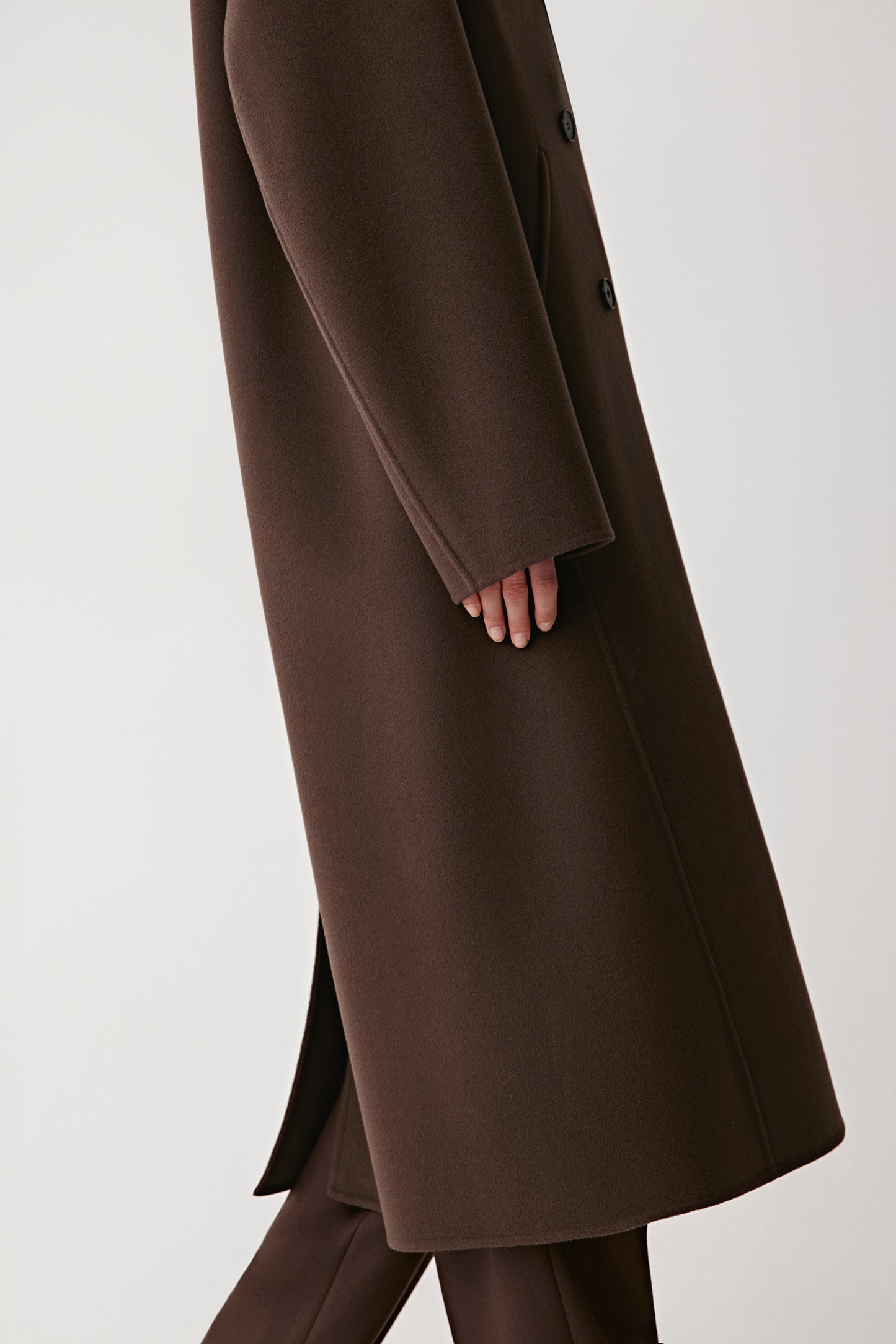 Manteau long en laine double face