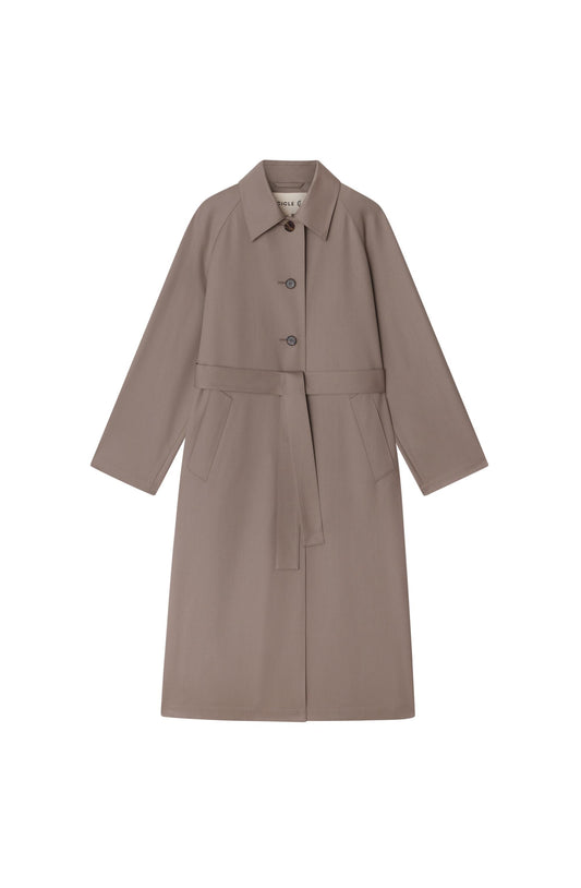 Trench-coat en laine et soie