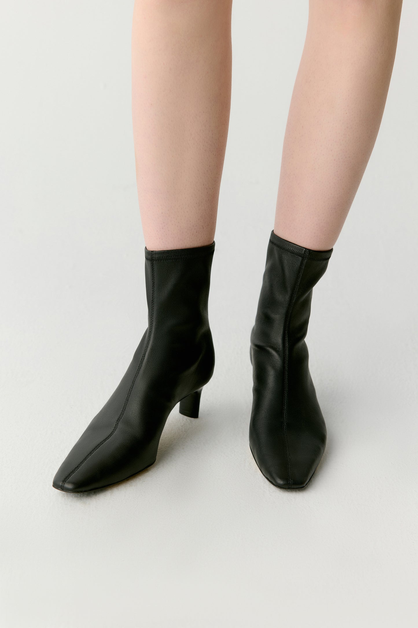 Stretch Leather Ankle Boots