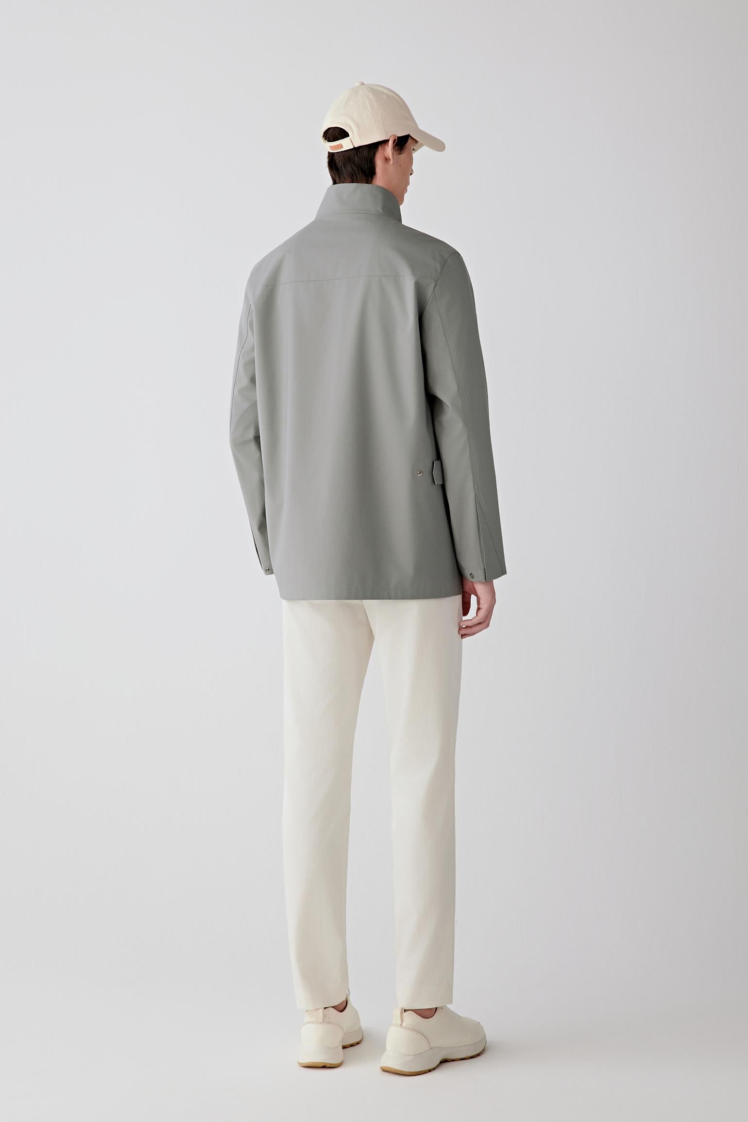 Full-length back view revealing straight seams and balanced proportions.