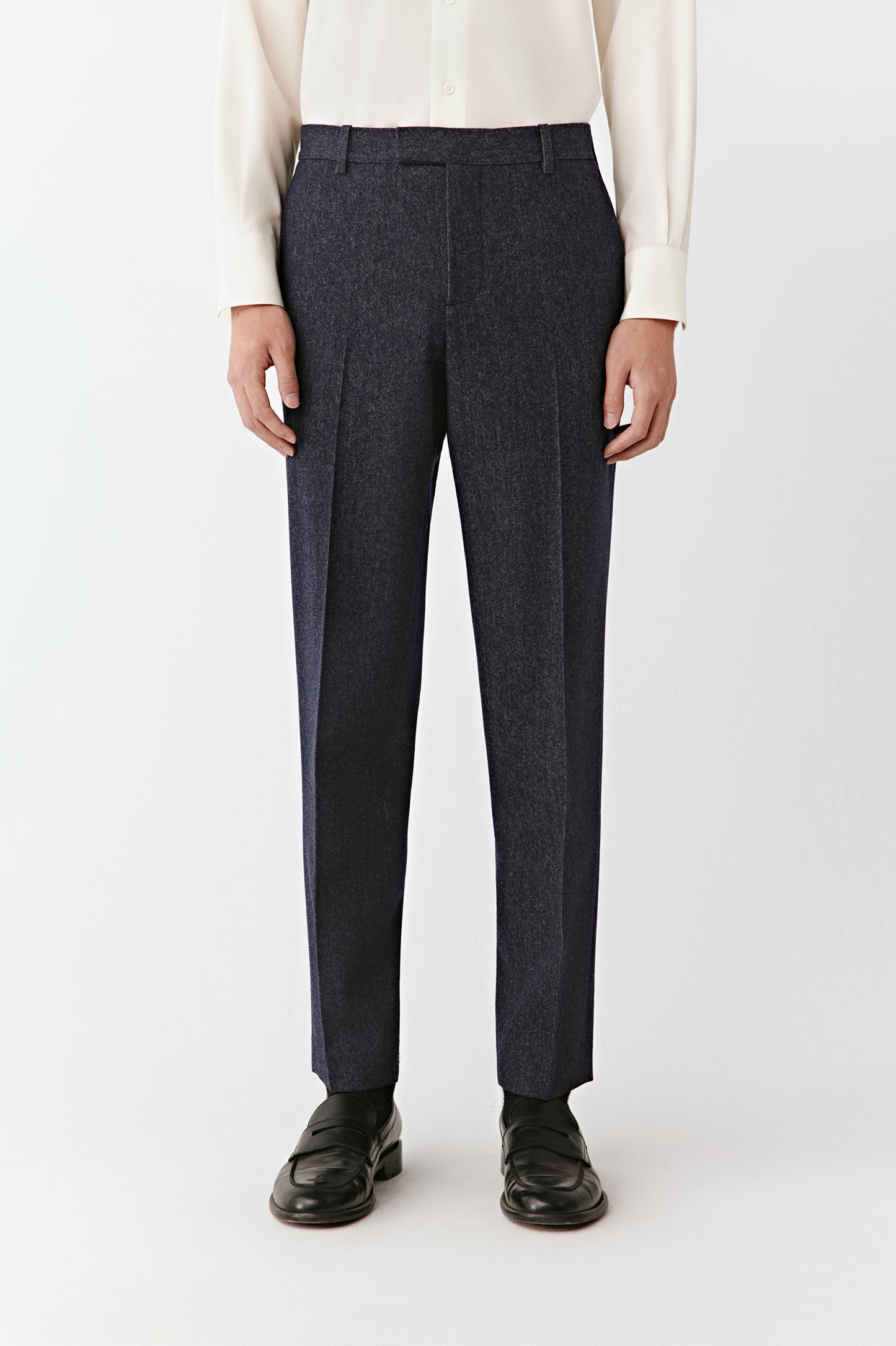 Trousers in Denim-Effect Wool