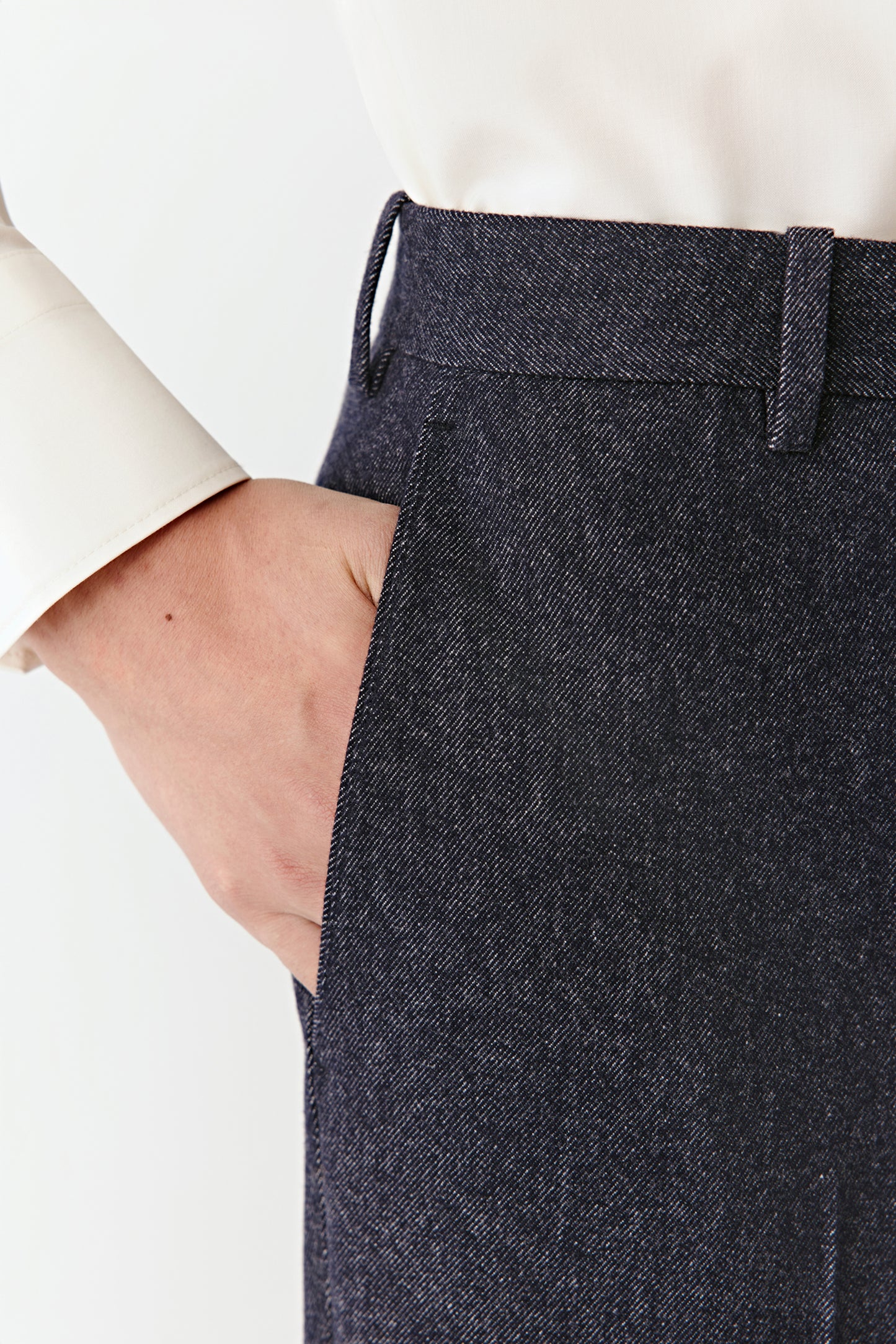 Trousers in Denim-Effect Wool