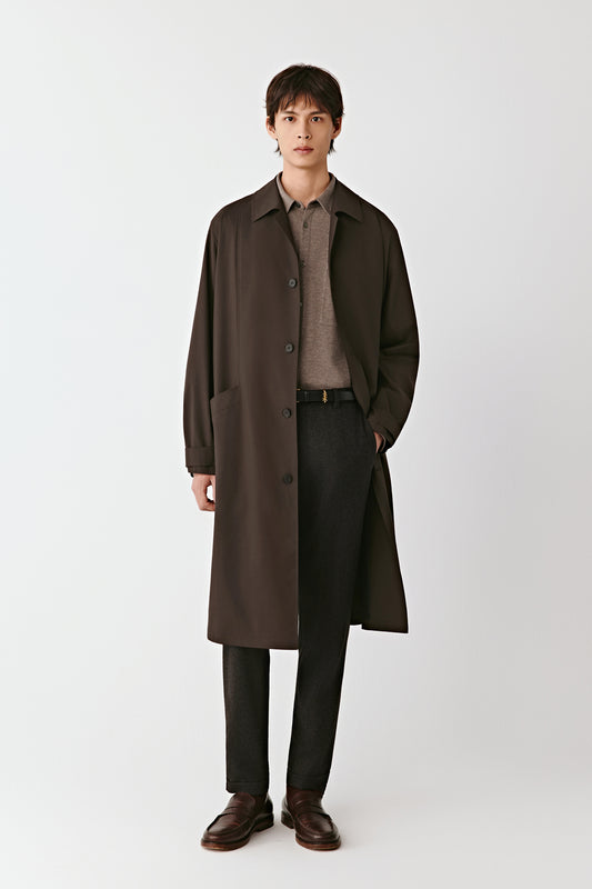 Worsted Wool and Silk Trench Coat