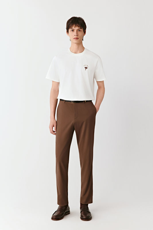 Straight-leg Trousers in worsted Wool