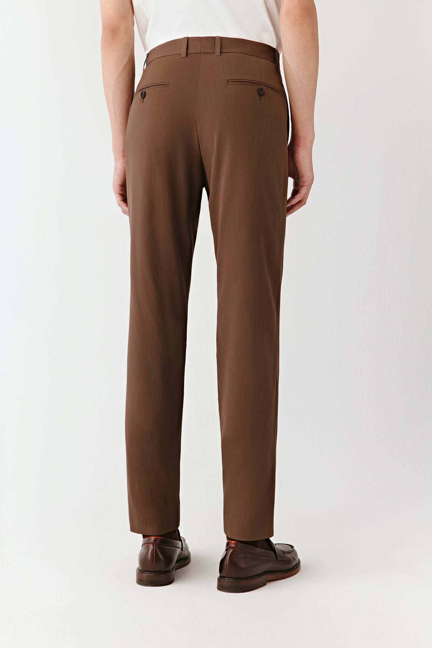 Straight-leg Trousers in worsted Wool