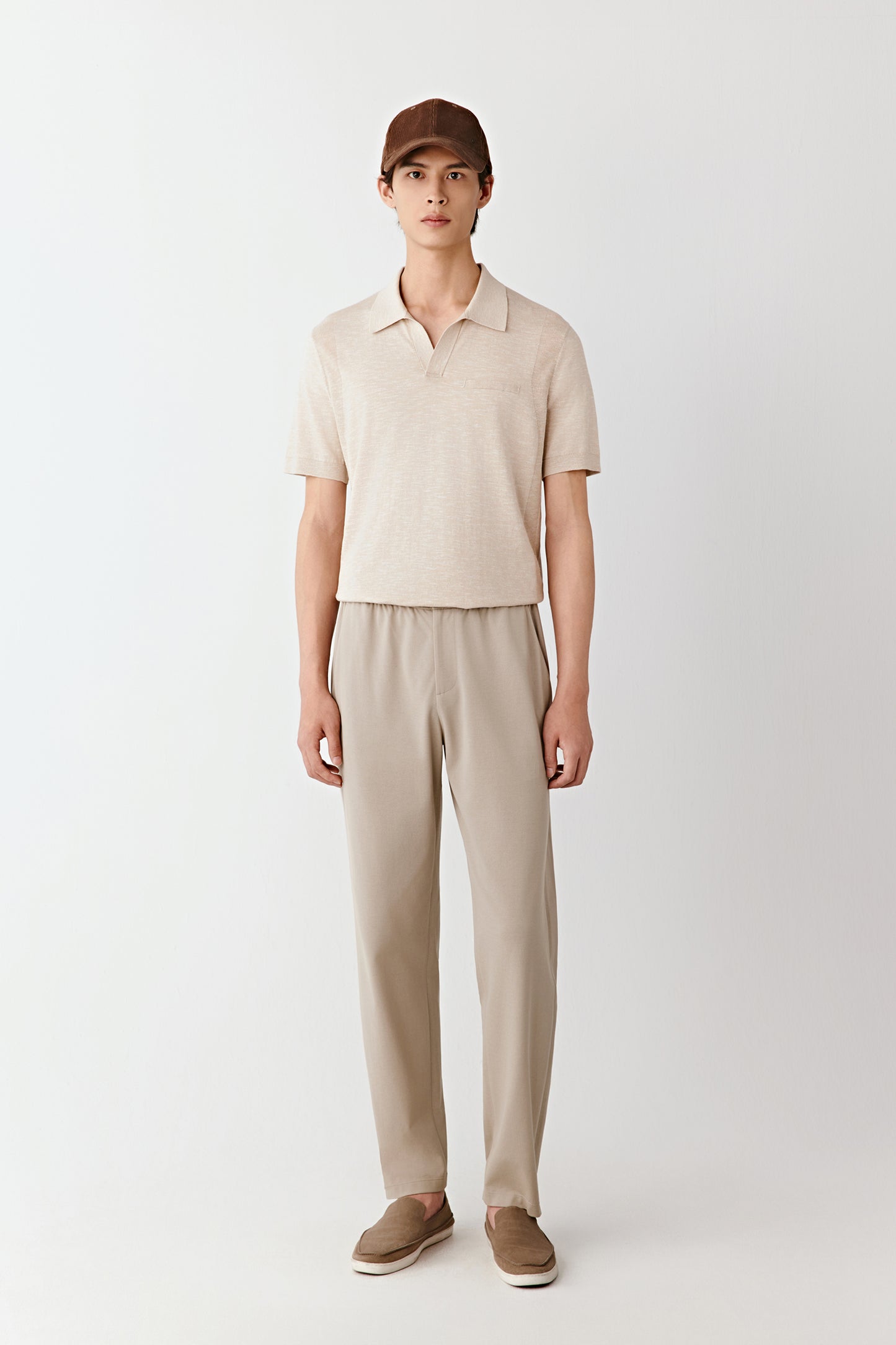 Open-collar Cotton and Silk Knit