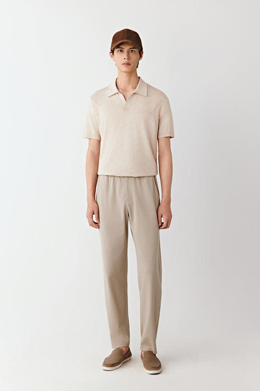 Open-collar Cotton and Silk Knit