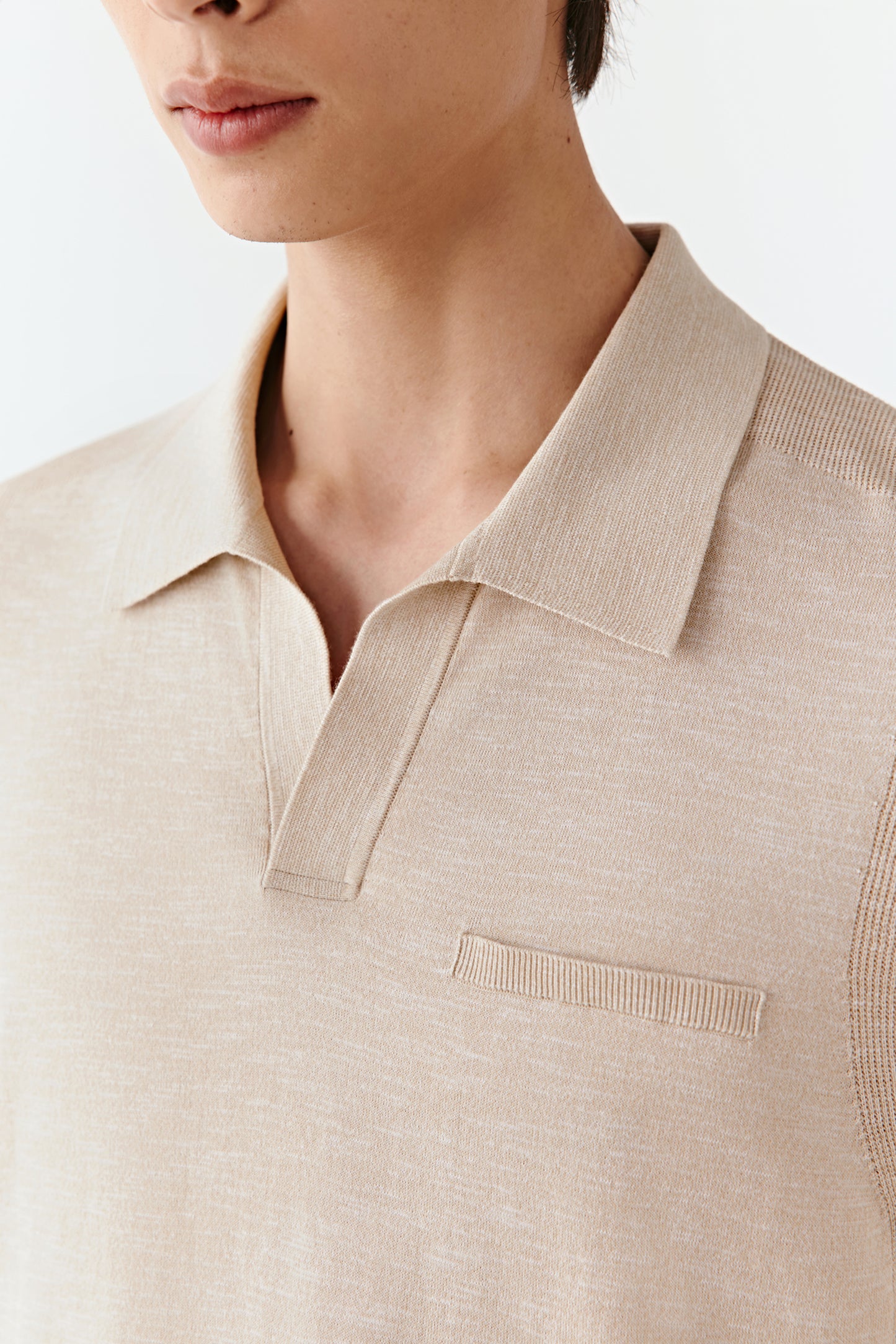 Open-collar Cotton and Silk Knit