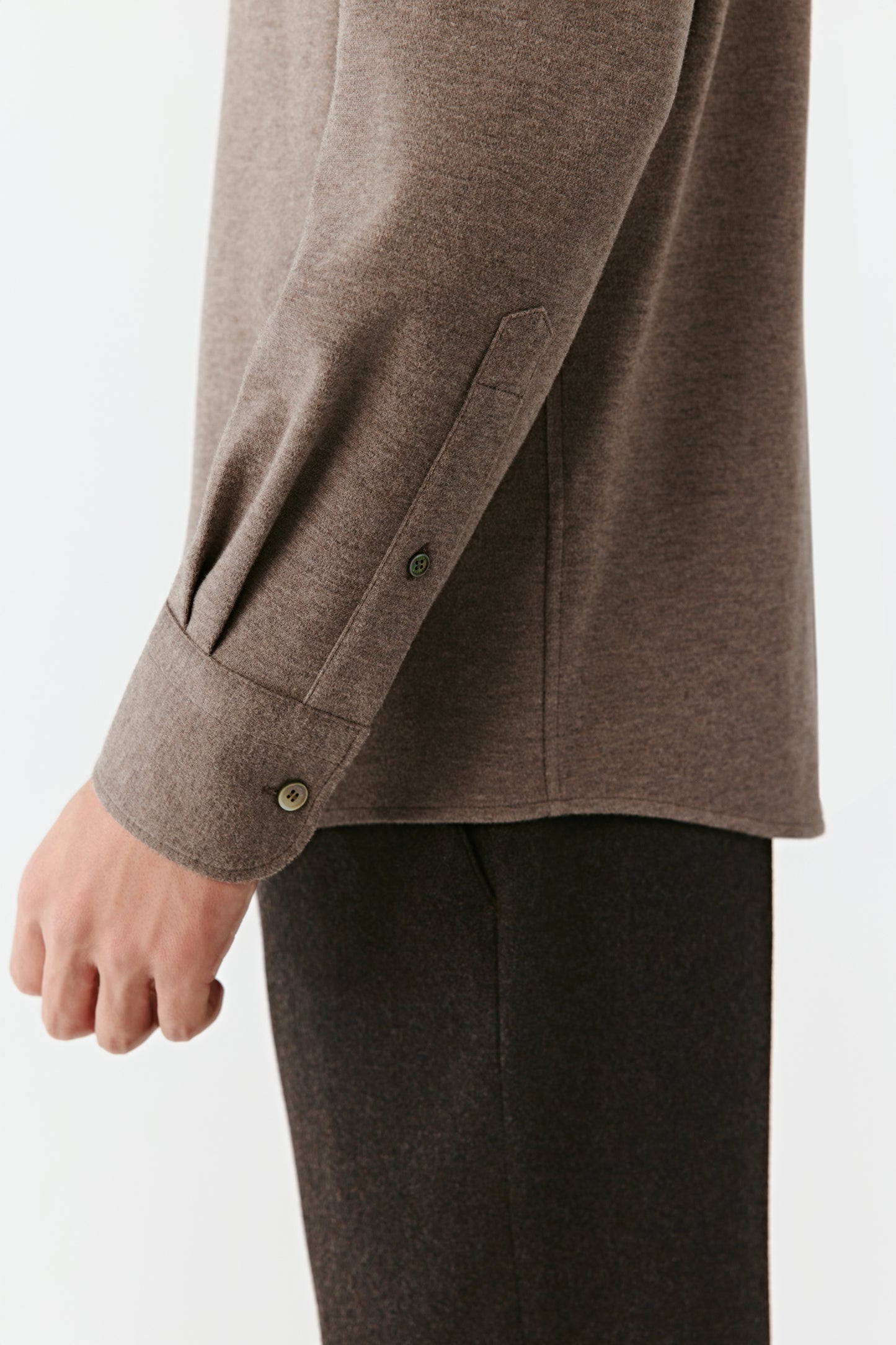 Shirt in Brushed Wool, Cotton and Silk Jersey