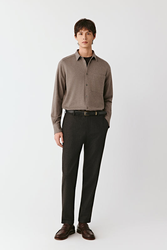 Shirt in Brushed Wool, Cotton and Silk Jersey