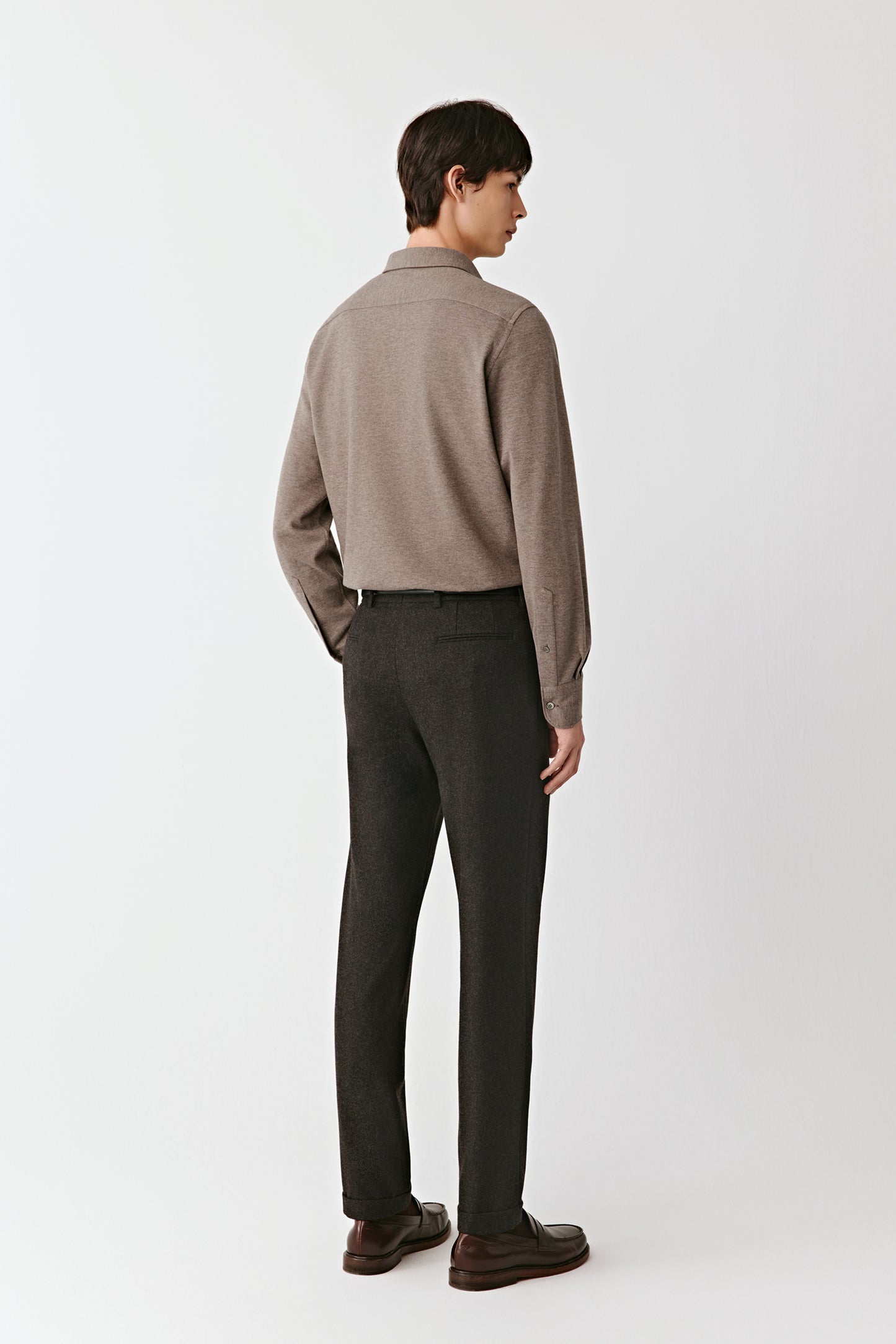 Shirt in Brushed Wool, Cotton and Silk Jersey