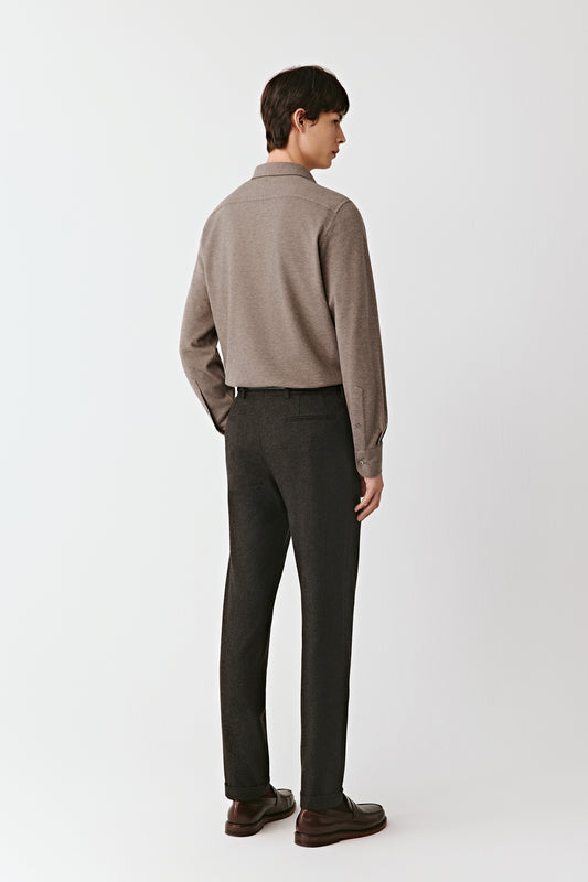 Shirt in Brushed Wool, Cotton and Silk Jersey