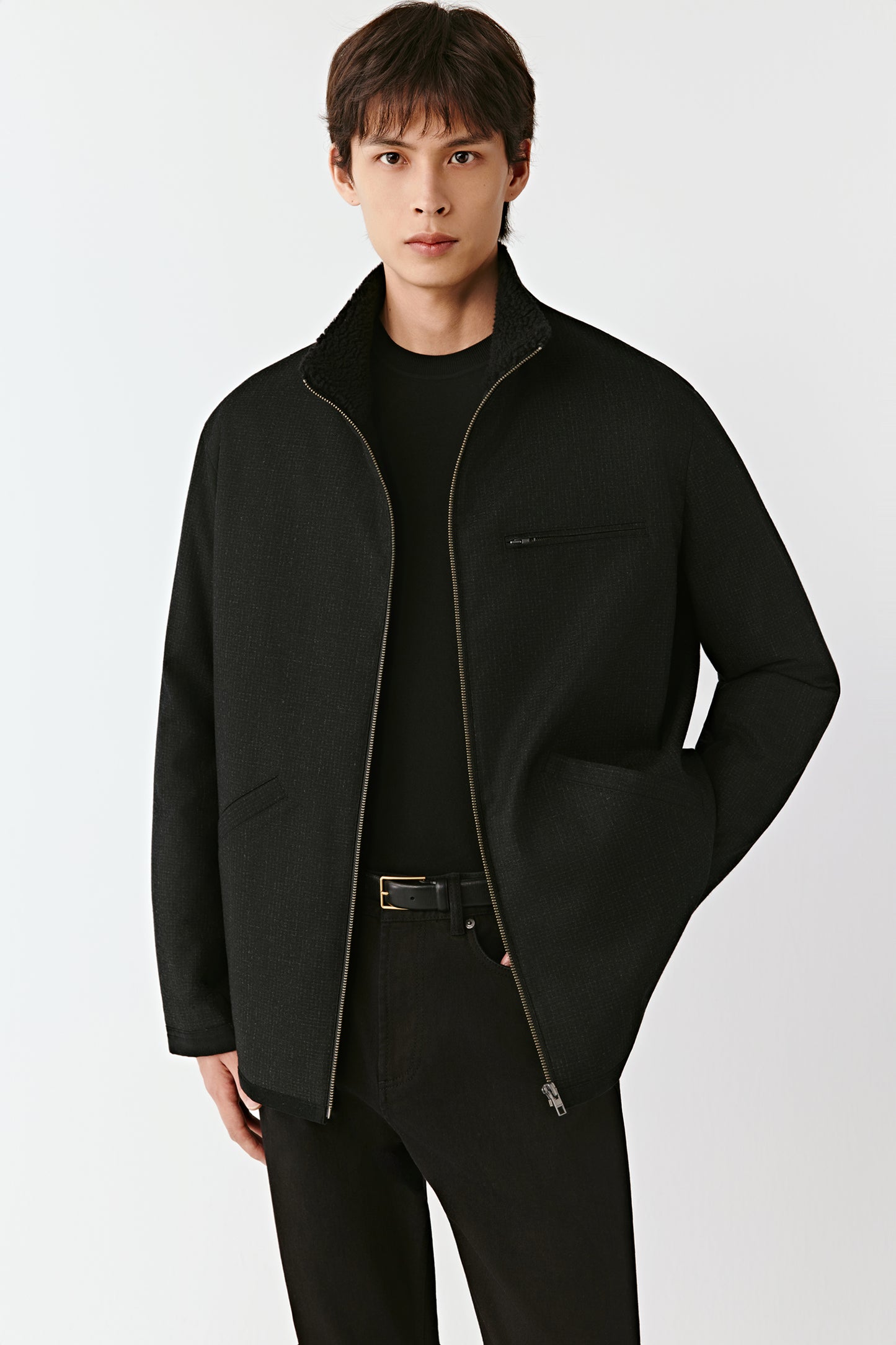 Down Blouson in Wool Flannel