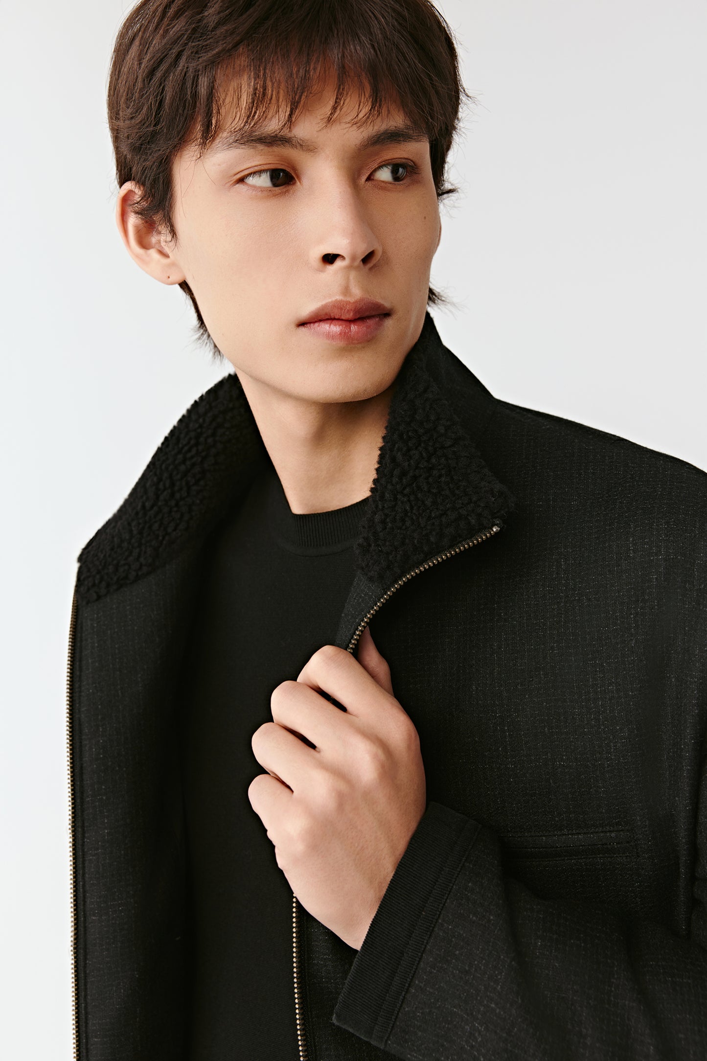 Down Blouson in Wool Flannel