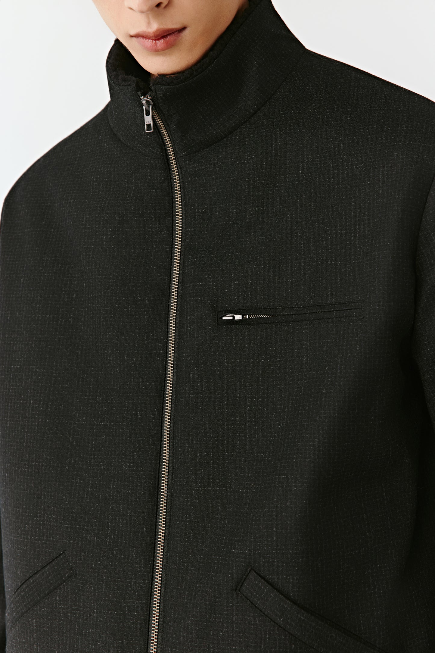 Down Blouson in Wool Flannel