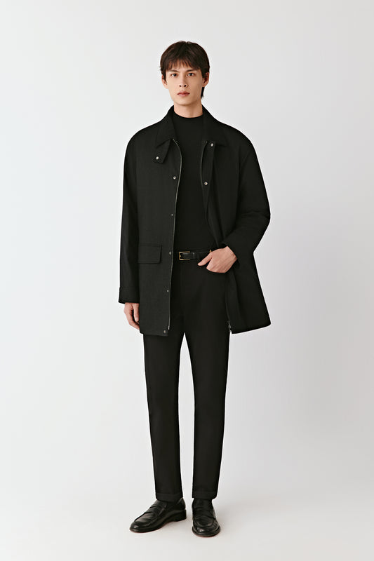 Coat in Quilted Flannel Wool