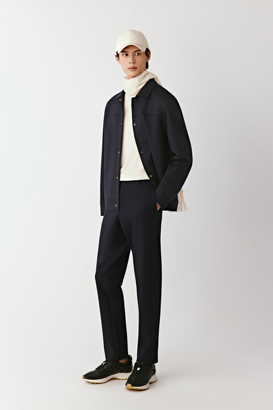 Trousers in Structured Wool-Blend Stretch