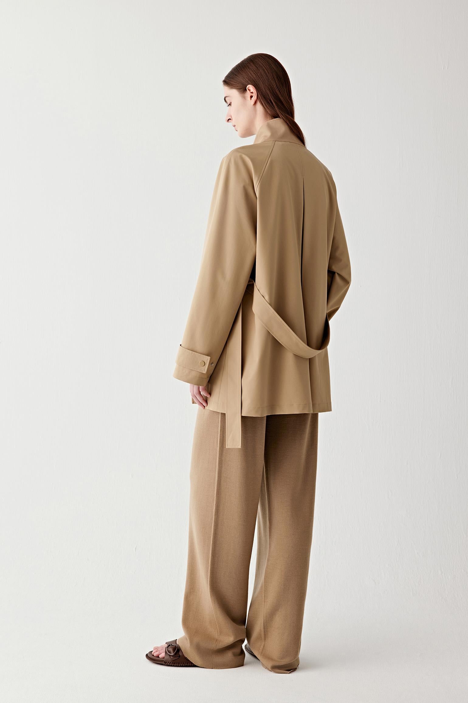 Back view showing the relaxed silhouette and structured shoulders.
