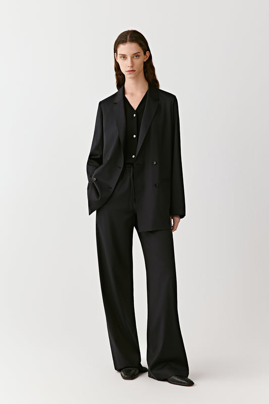 Veste croisée en laine peignée