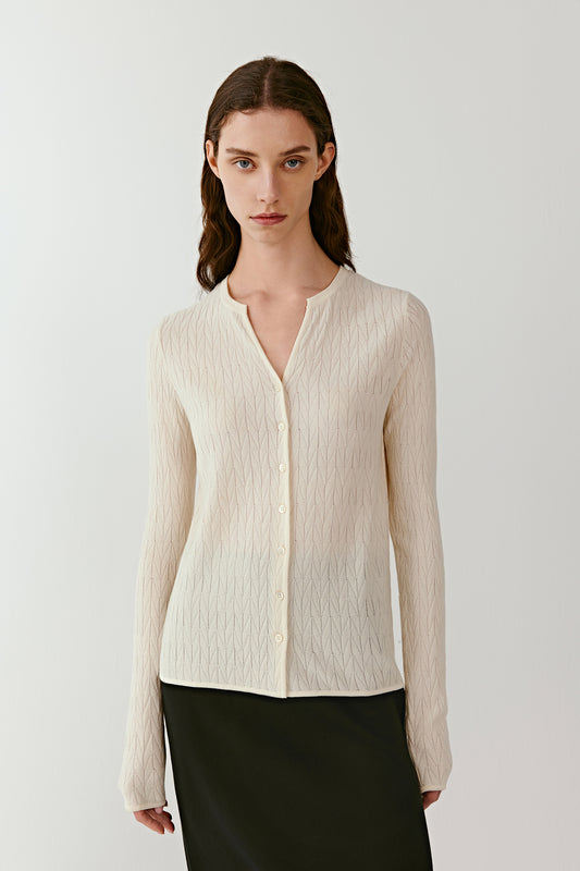 Cardigan en laine texturée