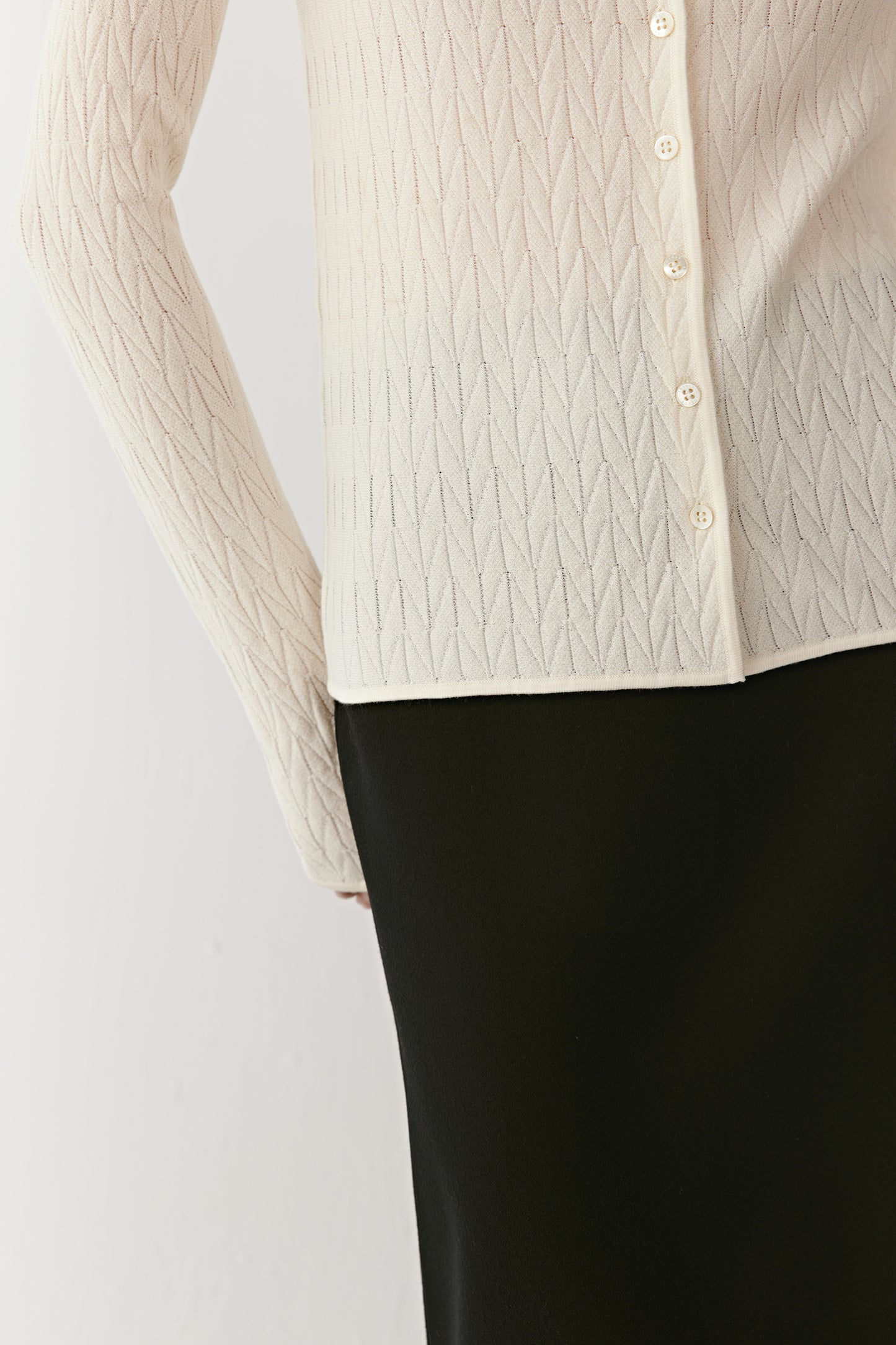 Textured Cardigan in Superfine Wool