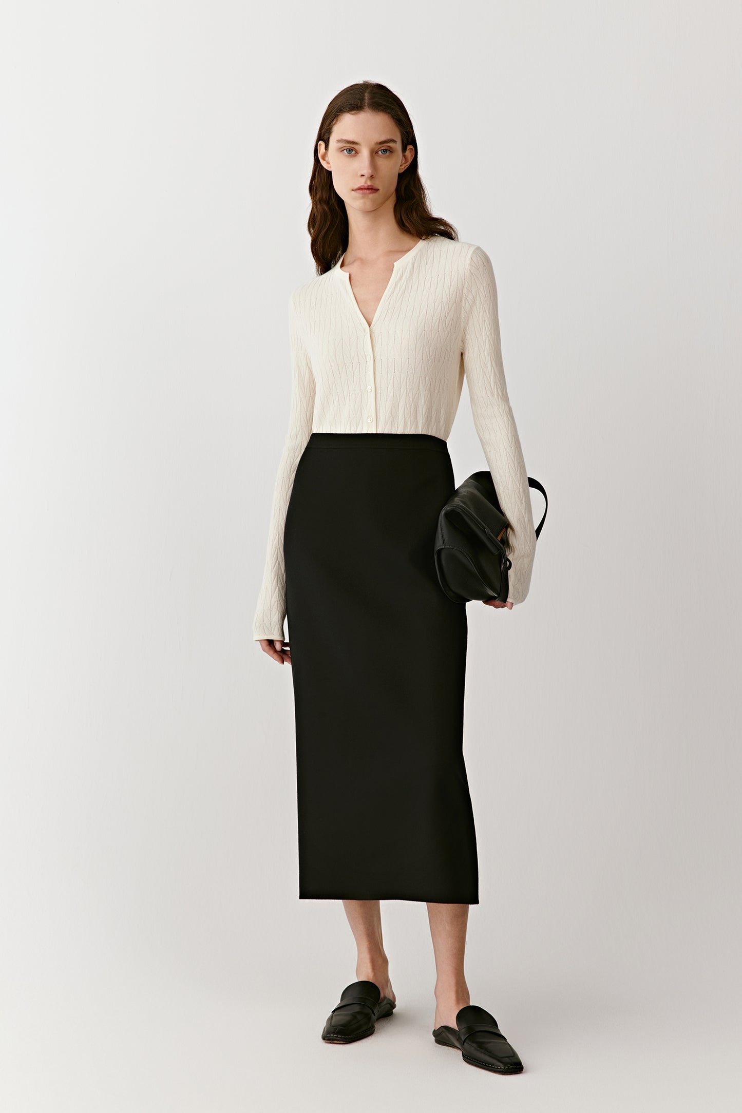 Textured Cardigan in Superfine Wool