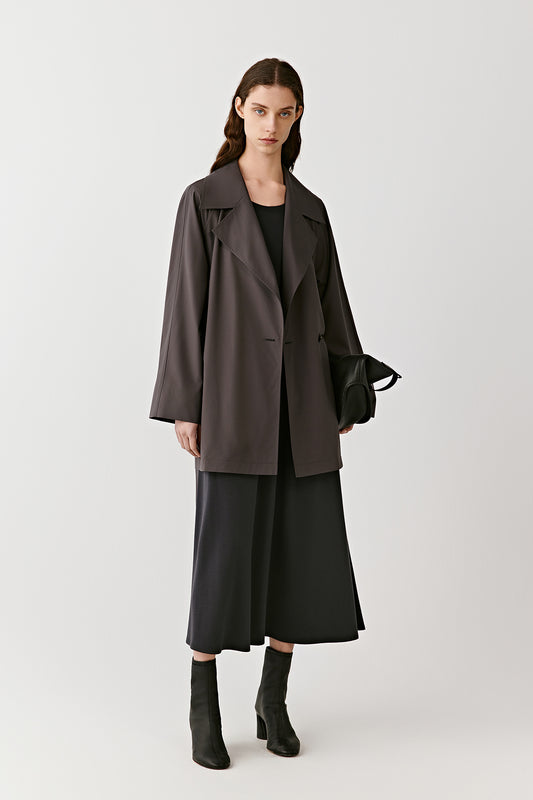 Trench court en laine et soie DEW