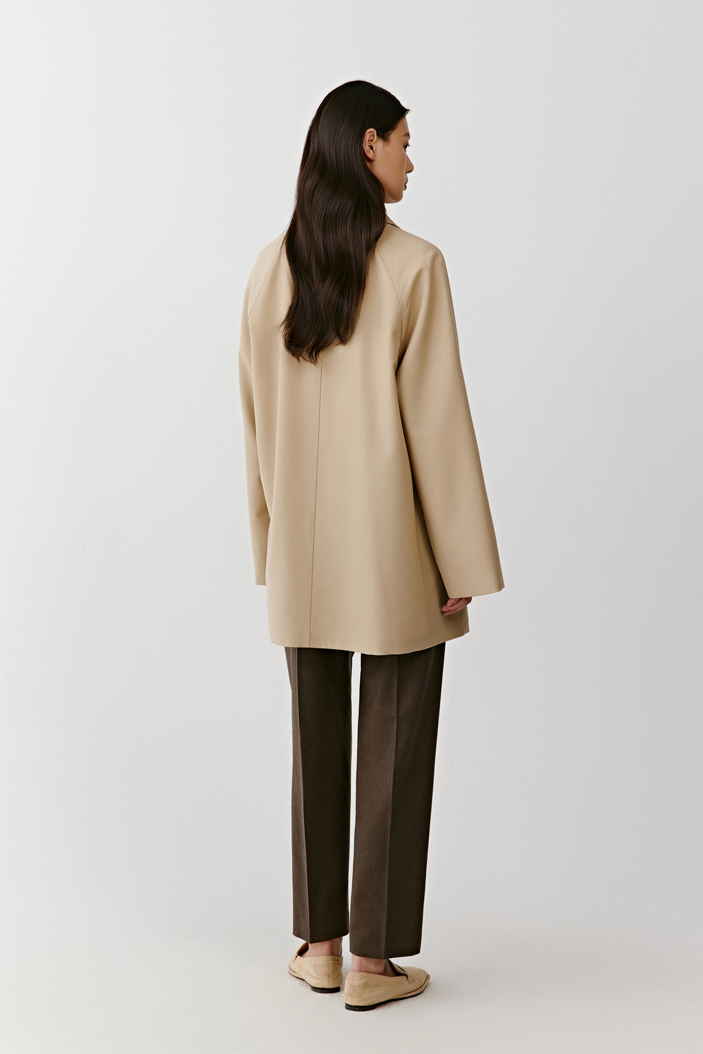 DEW Short Trench Coat in Wool
