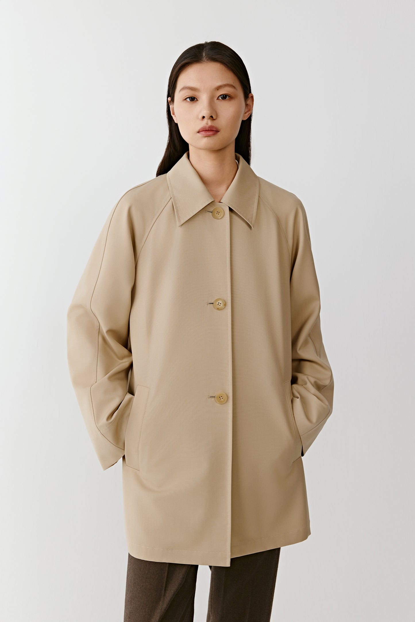 DEW Short Trench Coat in Wool