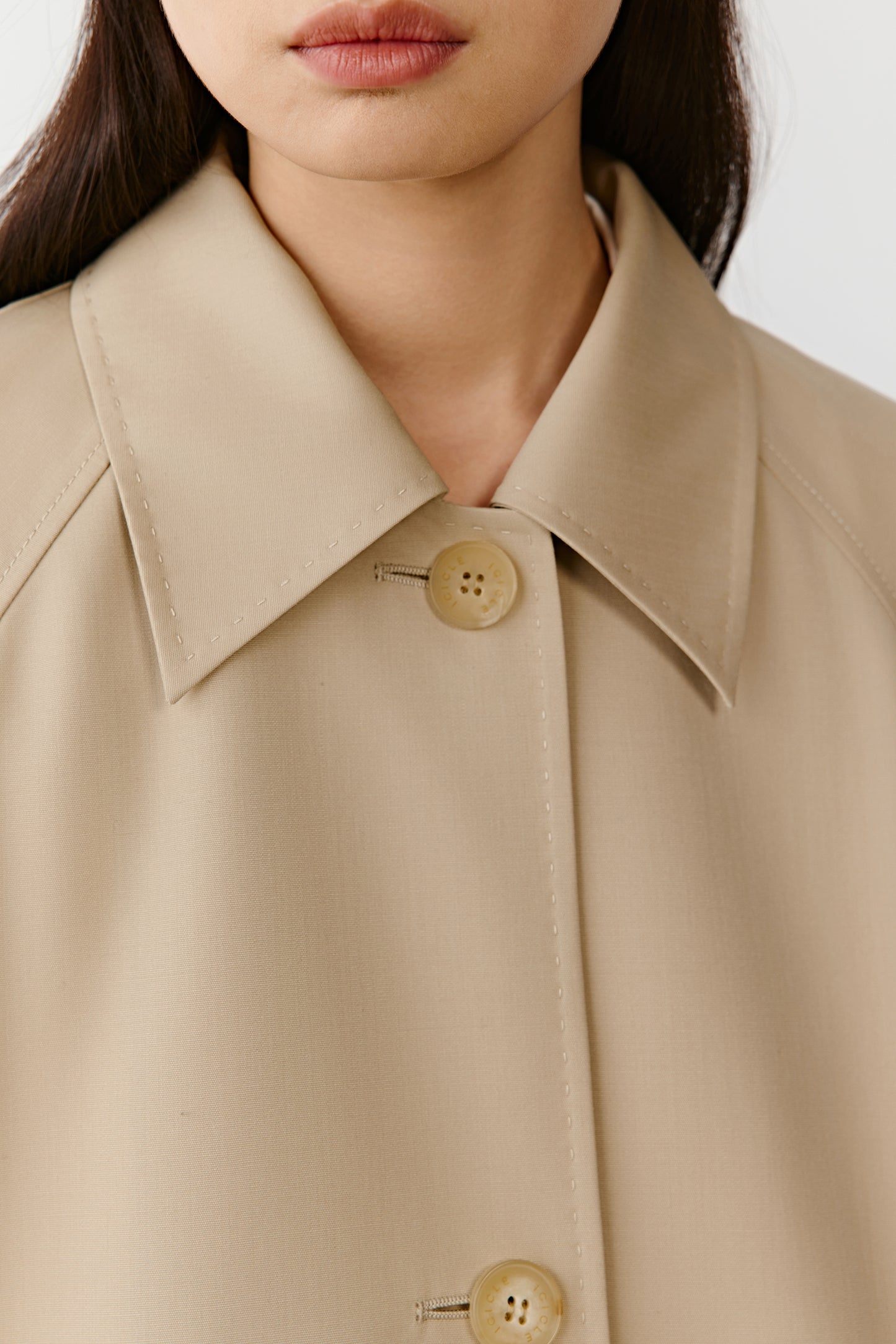 DEW Short Trench Coat in Wool